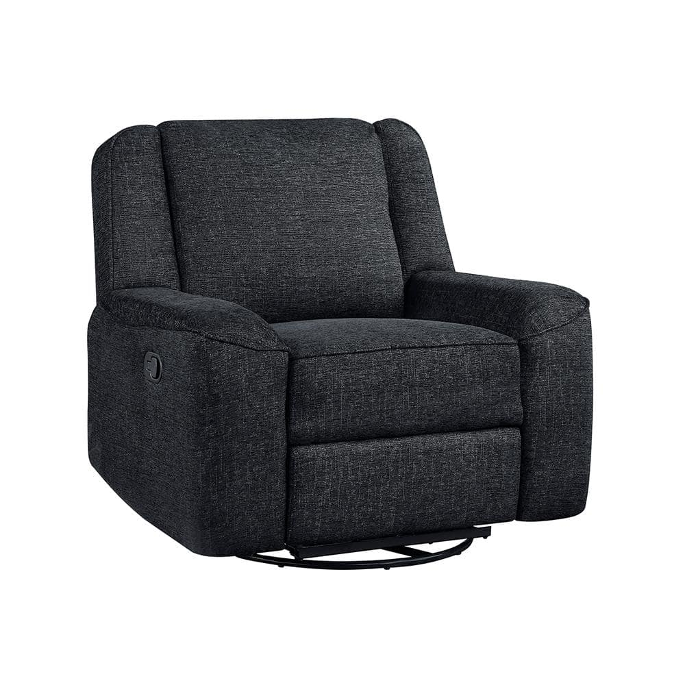 Lexicon Monterey Chenille Upholstered Swivel Reclining Chair in Ebony