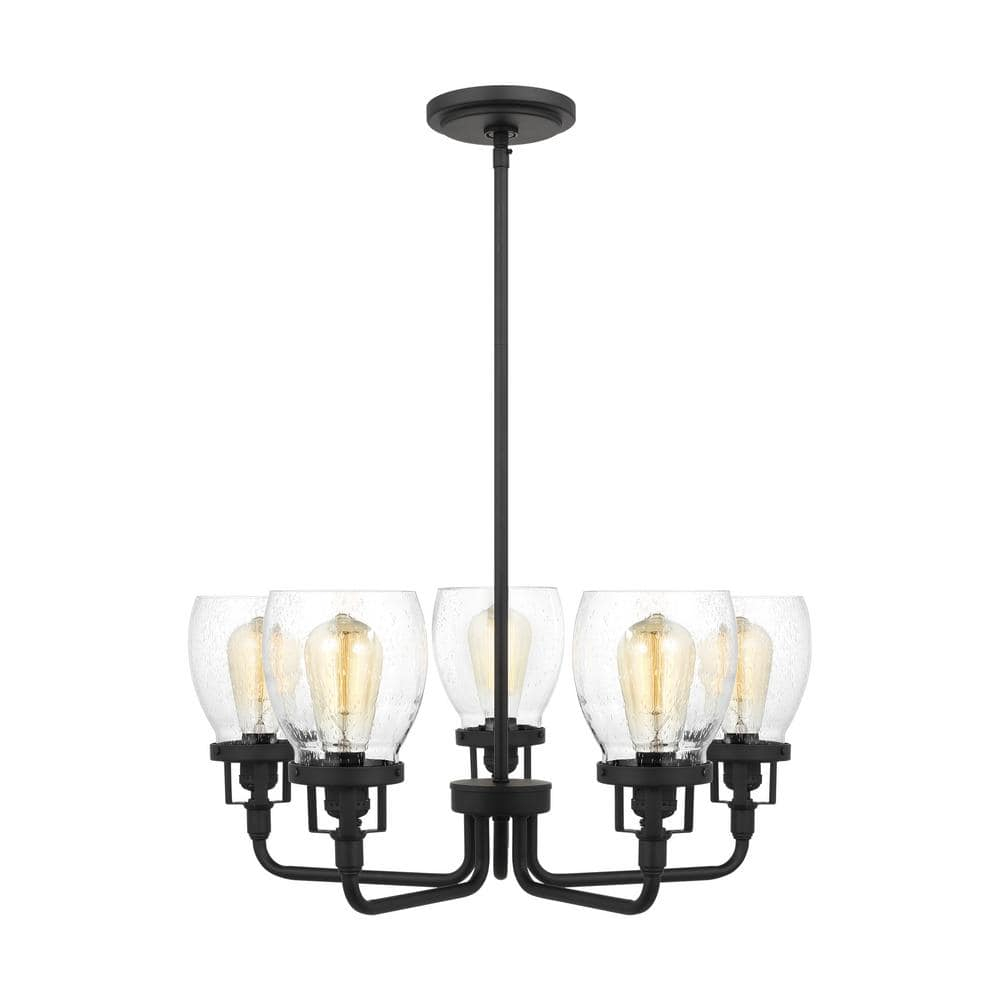 Midnight Black 5-Light Chandelier with Clear Seeded Glass