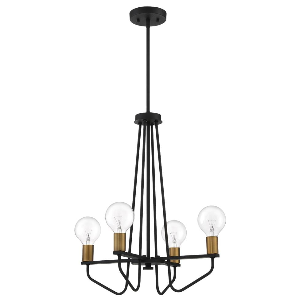 Ravella Black Mini Plug-in Chandelier with Brass Accents
