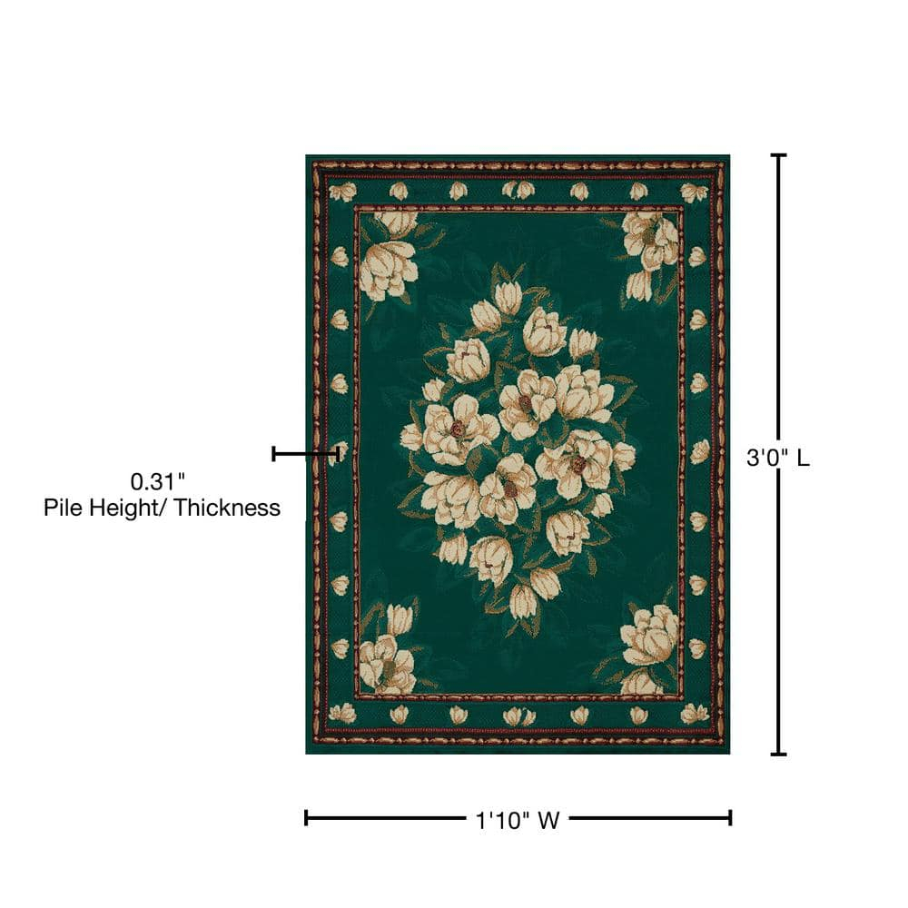 United Weavers Brunswick Eloise Traditional Floral Accent Rug, Hunter, 1'10" x 3'