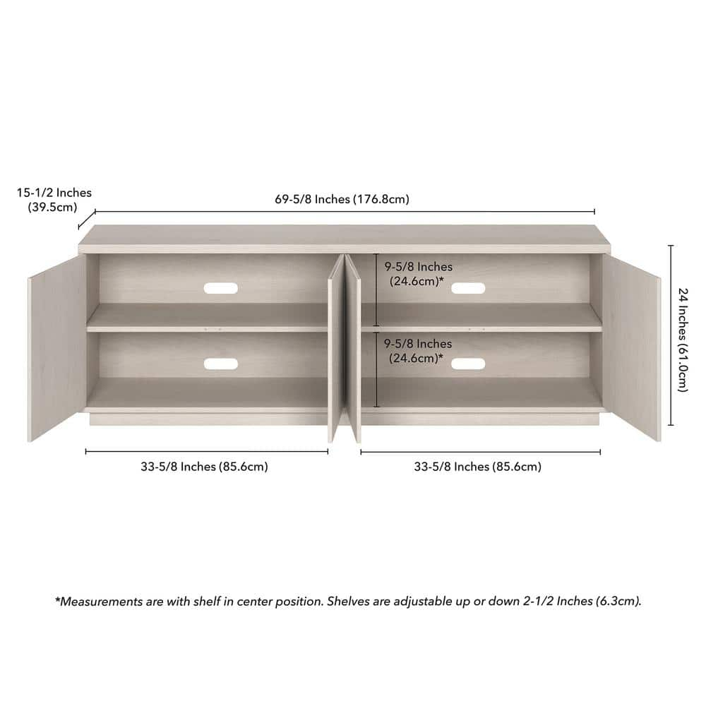 Evelyn&Zoe Hanson Rectangular TV Stand for TV's up to 75", Alder White