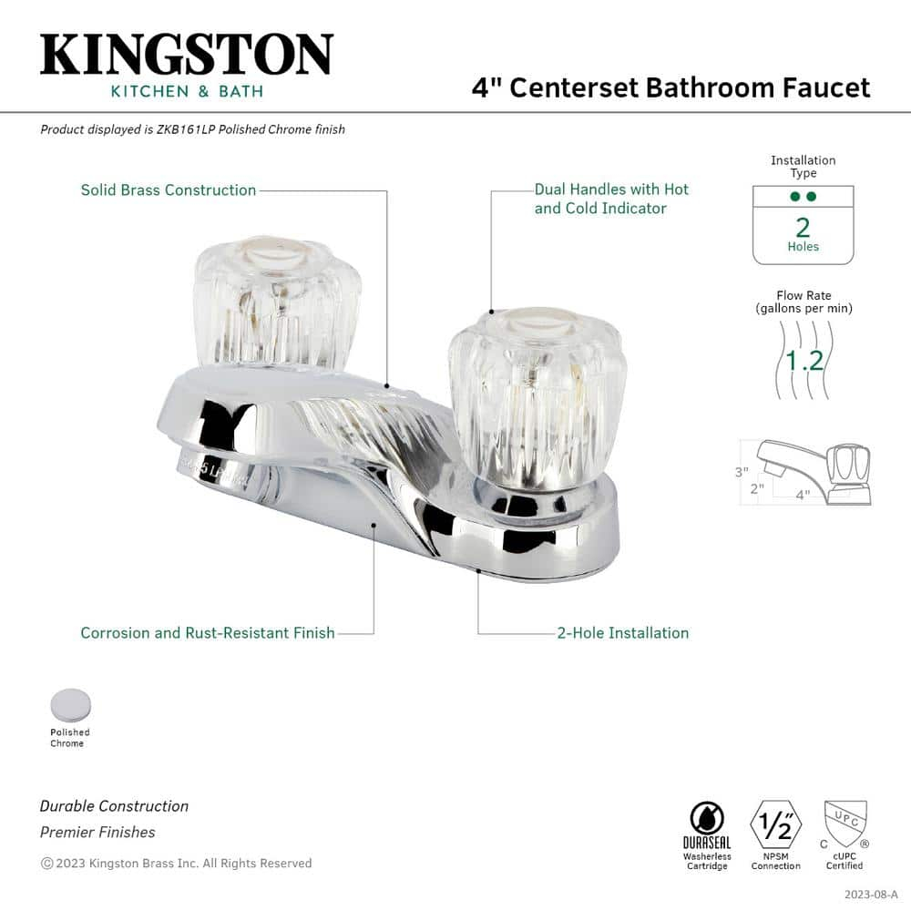 4 in. Centerset Bathroom Faucet, Polished Chrome