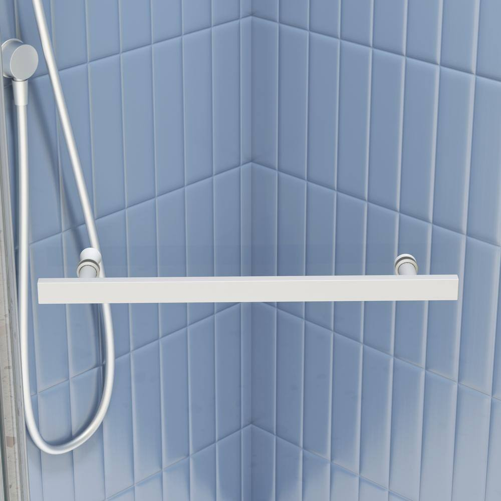 Matte White Semi-Frameless Neo-Angle Pivot Shower Enclosure