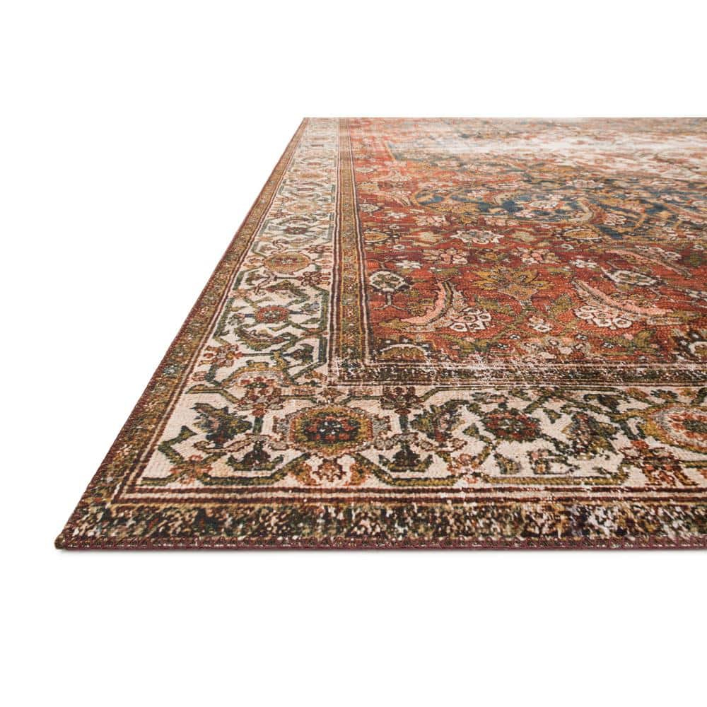 Layla 5' x 7' Blue and Red Synthetic Area Rug