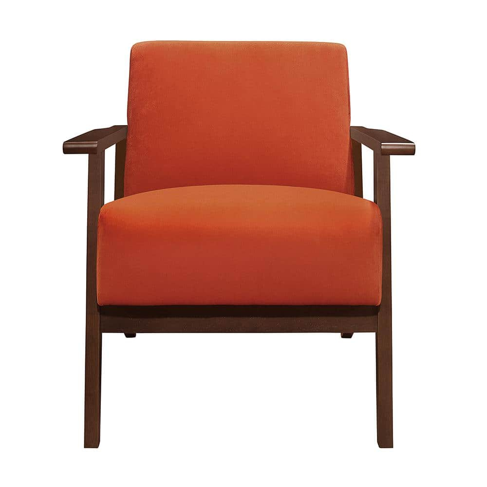 Lexicon August Velvet Upholstered Accent Chair in Orange