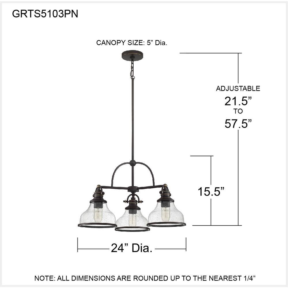 Quoizel Lighting Grant 3 - Light Chandelier in  Palladian Bronze