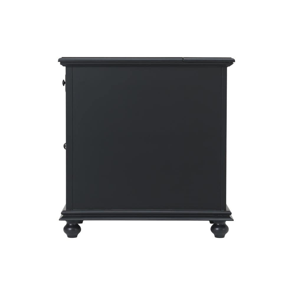 Martin Svensson Home Antique Black Elegant Chairside Table with Power
