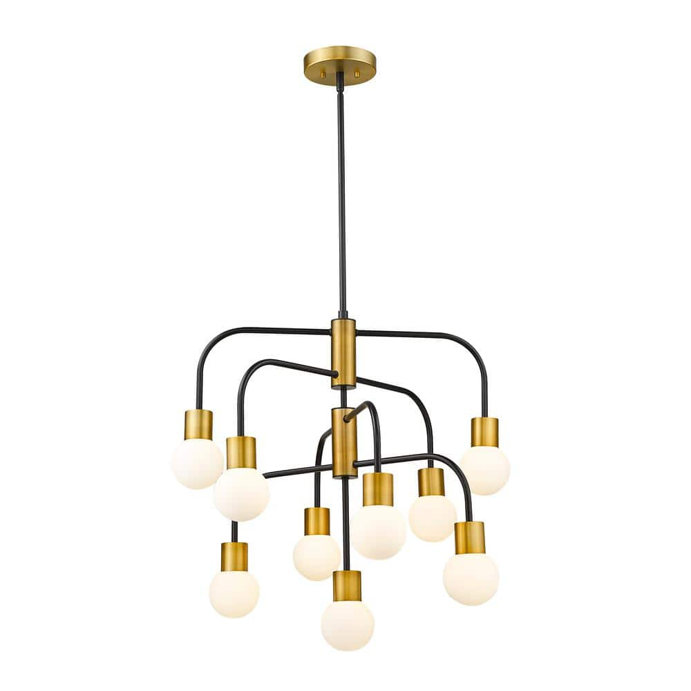 Z-Lite Neutra 9 - Light Chandelier in  Matte Black/Foundry Brass