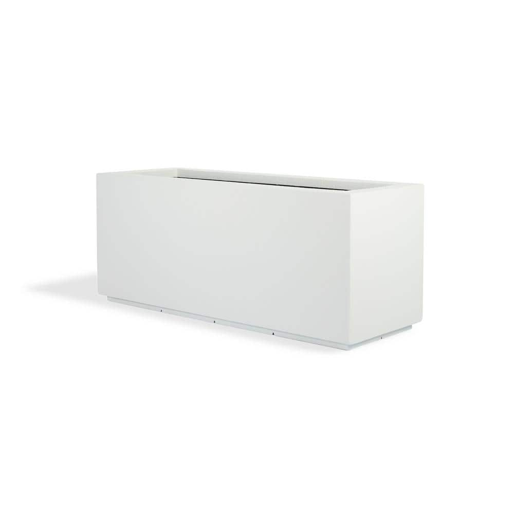 PolyStone Planters Rectangle 17-in W Extra Large White Mixed/Composite Contemporary/Modern Outdoor Planter With Drainage Holes