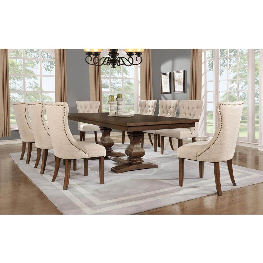 Mesa de Comedor Extensible de Madera de Nogal con Hoja Extraíble de 18"