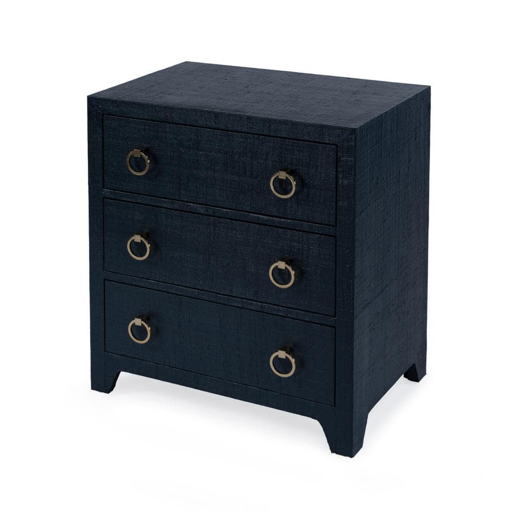Butler Specialty Company Bar Harbor Raffia 3 Drawer Chest - Navy Blue
