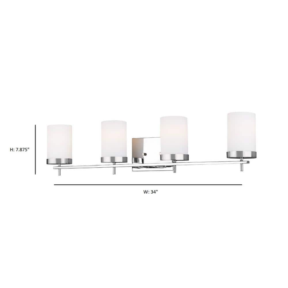 Chrome 4-Light Dimmable Cylinder Bathroom Vanity Light