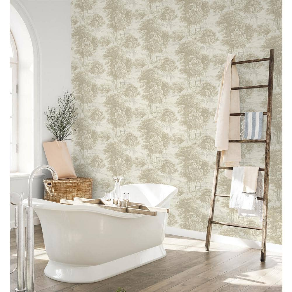 Linen Botanical Peel and Stick Wallpaper, 20.5" x 216"