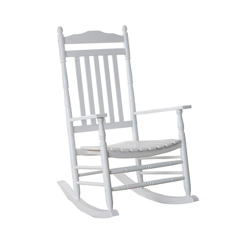 White Wood Traditional Outdoor Rocking Armchair