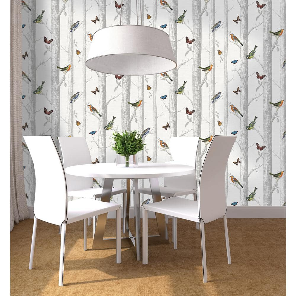 Epping Birds and Trees White Multi Wallpaper