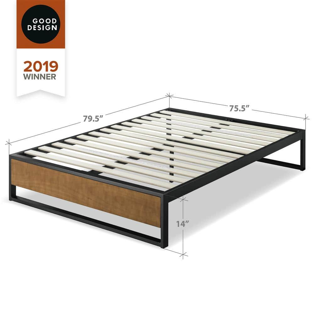 Zinus Good Design Winner Suzanne 14" Metal and Bamboo Platform Bed, King