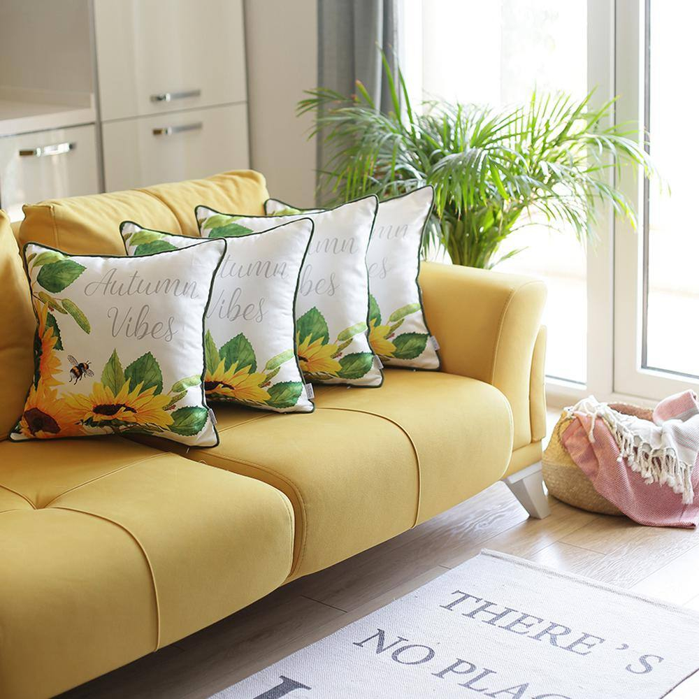 Autumn Vibes Sunflower Polyester Throw Pillow Covers Set