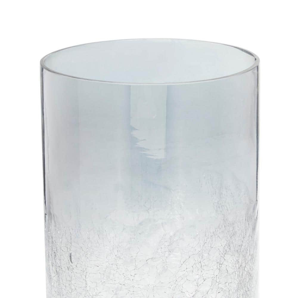 DecMode Black Glass Handmade Turned Style Pillar Hurricane Lamp with Smoked Glass Finish