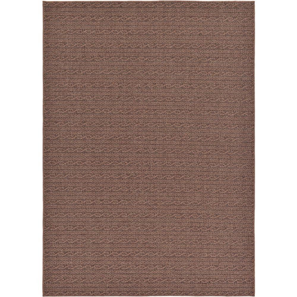 Unique Loom Outdoor Modern Collection Area Rug - Links (7' 1" x 10' Rectangle Brown/Black)