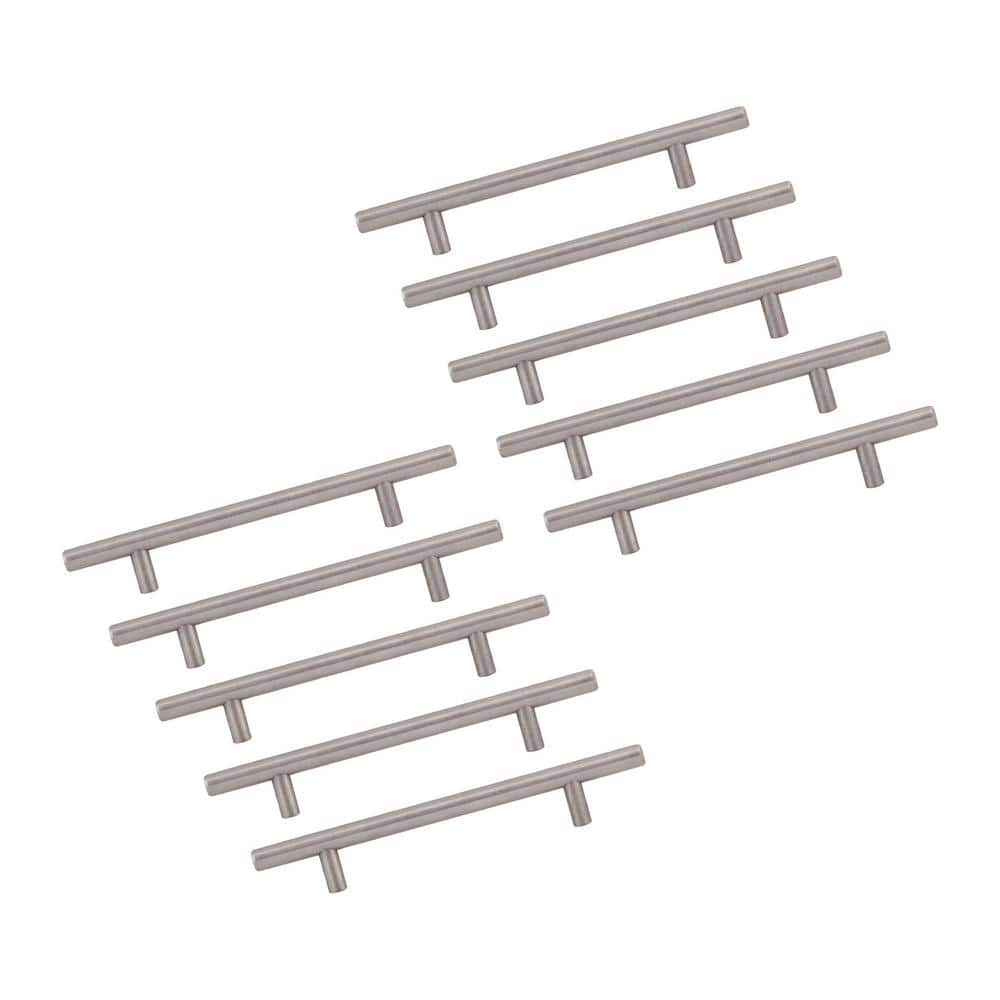 Design House 10-Pack Modern 6" Solid Center-to-Center Cabinet Pulls, Satin Nickel