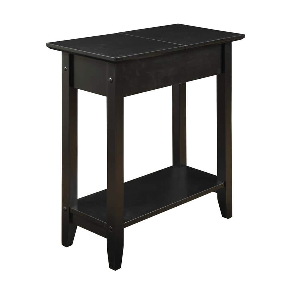 Convenience Concepts American Heritage 24 in. Tall Flip Top End Table, Black (Tabletop)
