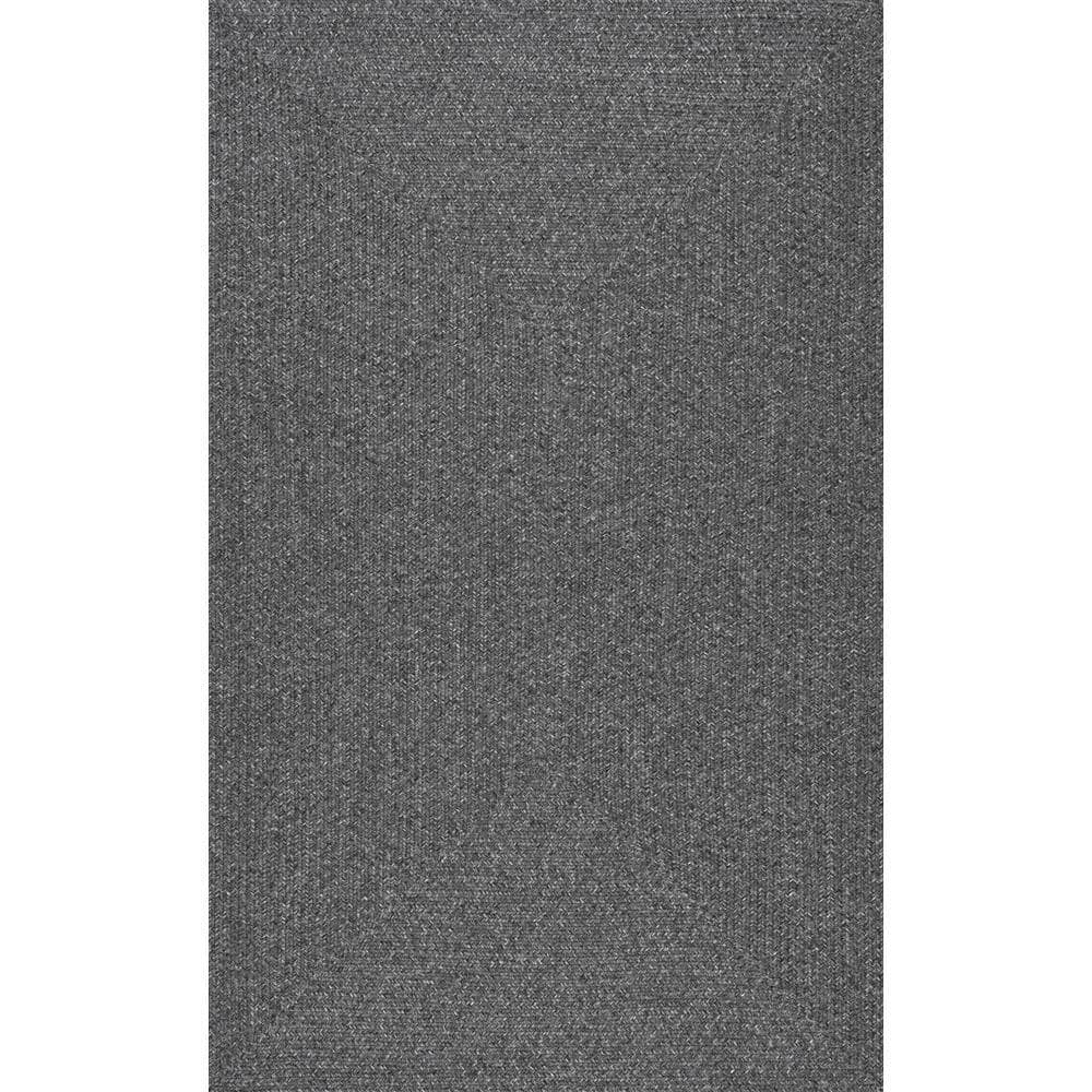 Lefebvre Casual Braided Charcoal 4 ft. x 6 ft. Indoor/Outdoor Patio Area Rug