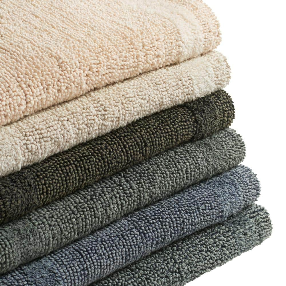 Stonewash 17 in. x 24 in. Black Cotton Rectangle Bath Mat