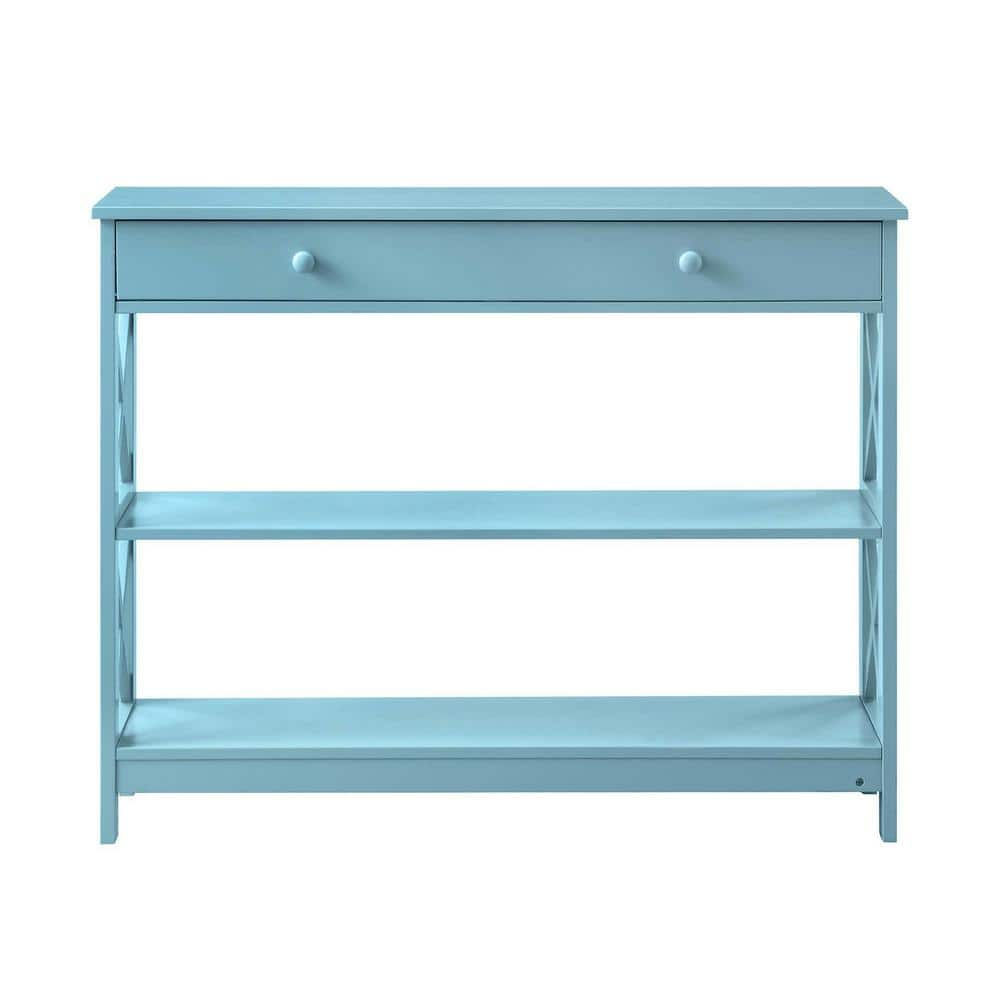 Convenience Concepts Oxford 1 Drawer Console Table with Shelves, Sea Foam Blue