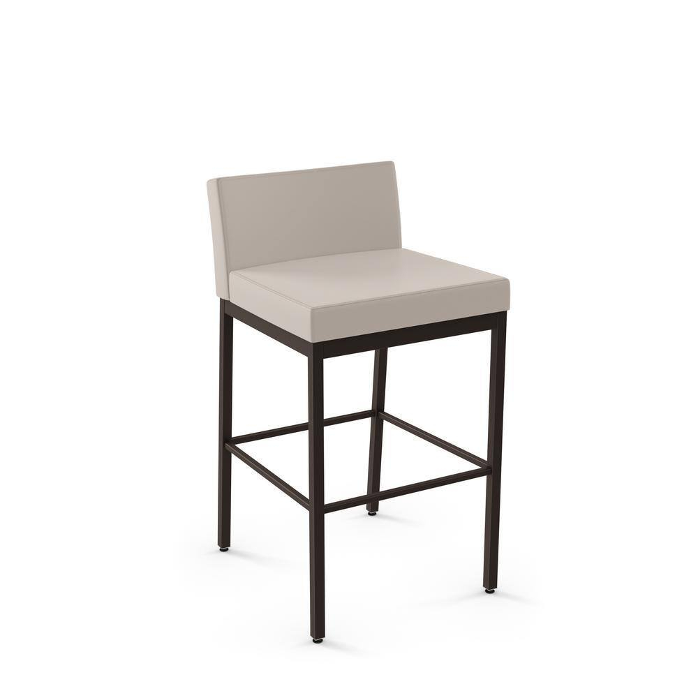 Amisco Fairfield Plus 30 In. Bar Stool - Cream Faux Leather / Dark Brown Metal