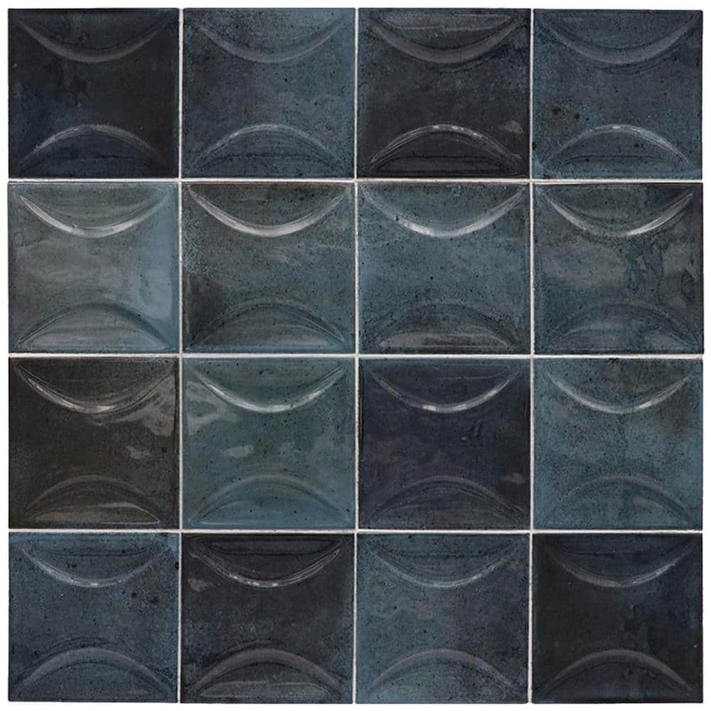 Antiek 3.94 in. x 3.94 in. Glossy Ceramic Square Deco Wall Tile (6.68 sq. ft./case) (60-pack)
