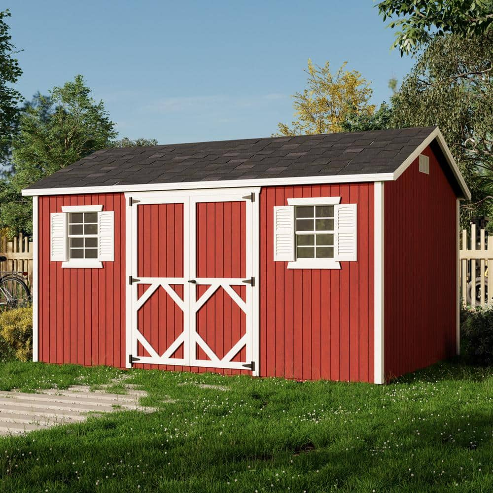 Little Cottage Co. 10x14 Classic Workshop Shed with Operable Windows, Outdoor Wood Storage Do-It-Yourself Precut Kit