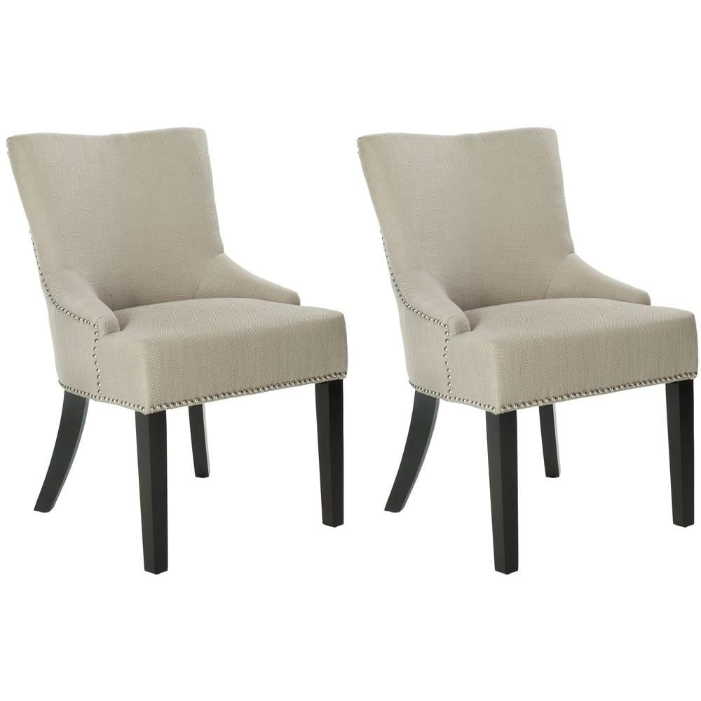 SAFAVIEH Lotus 19''H KD Side Chair Set of 2 Silver Nail Head Antique Gold