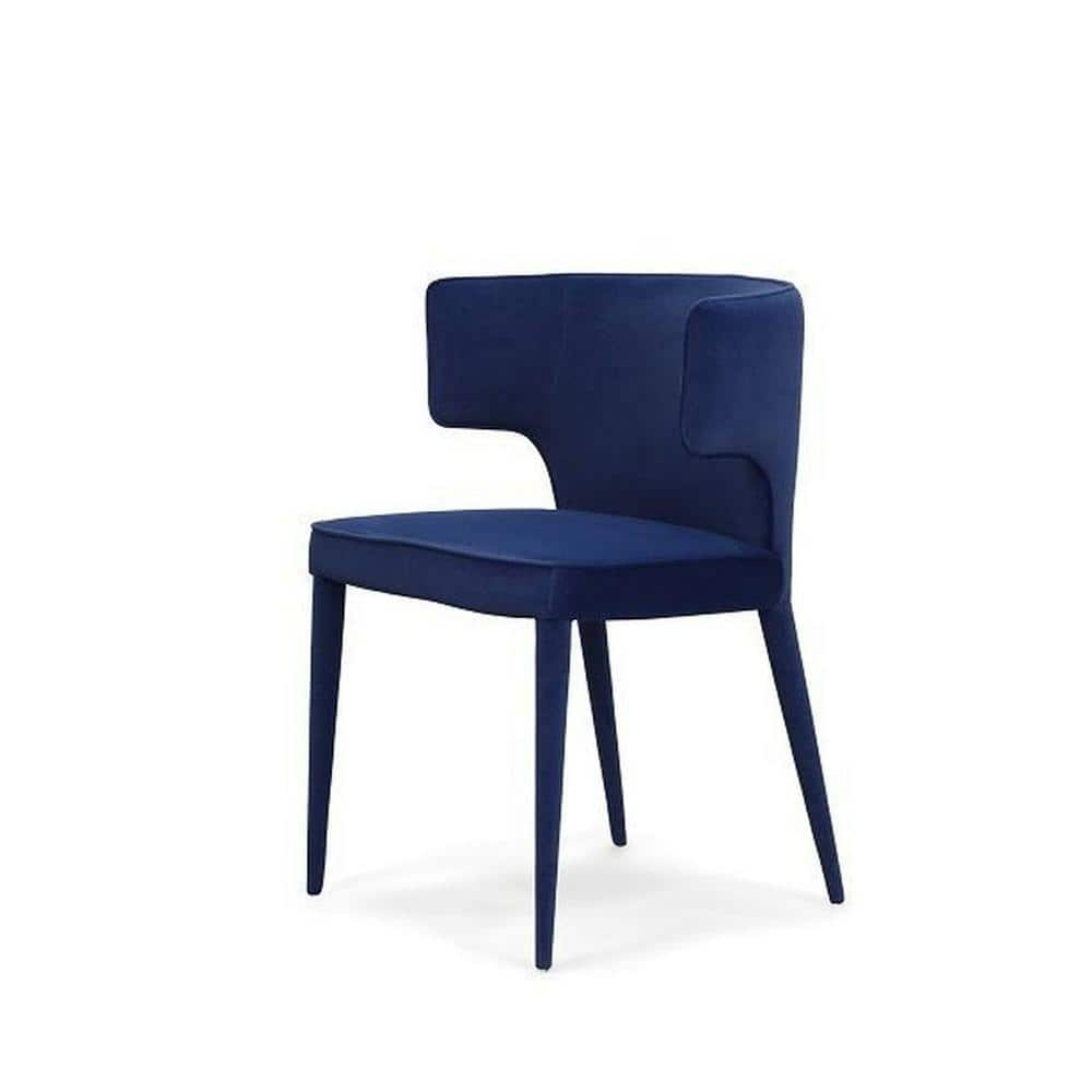 Limari Home Lucero 20" Modern Velvet and Metal Dining Armchair in Blue