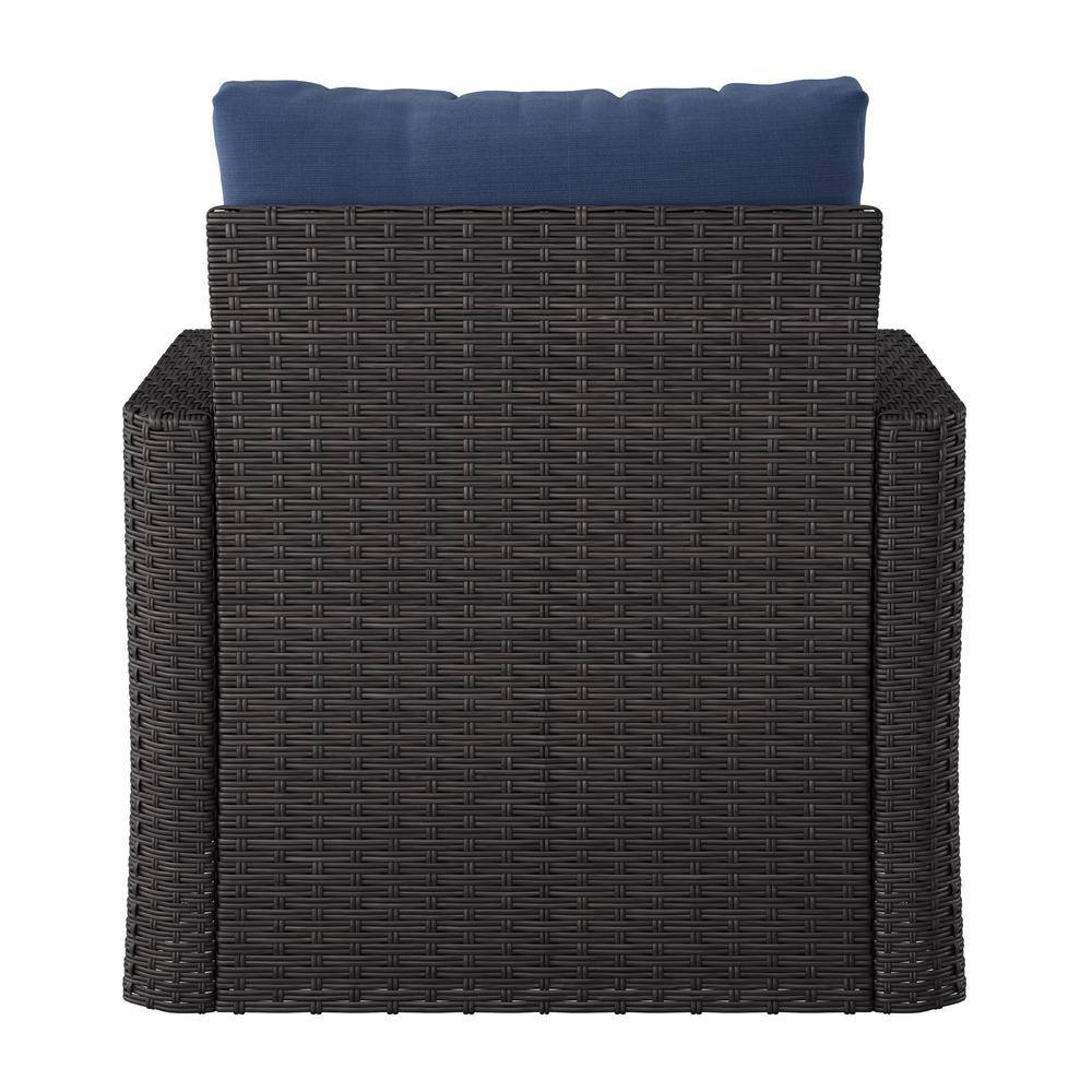 Brisbane Outdoor Wicker / Rattan Rust Resistant Chair with Blue Cushions