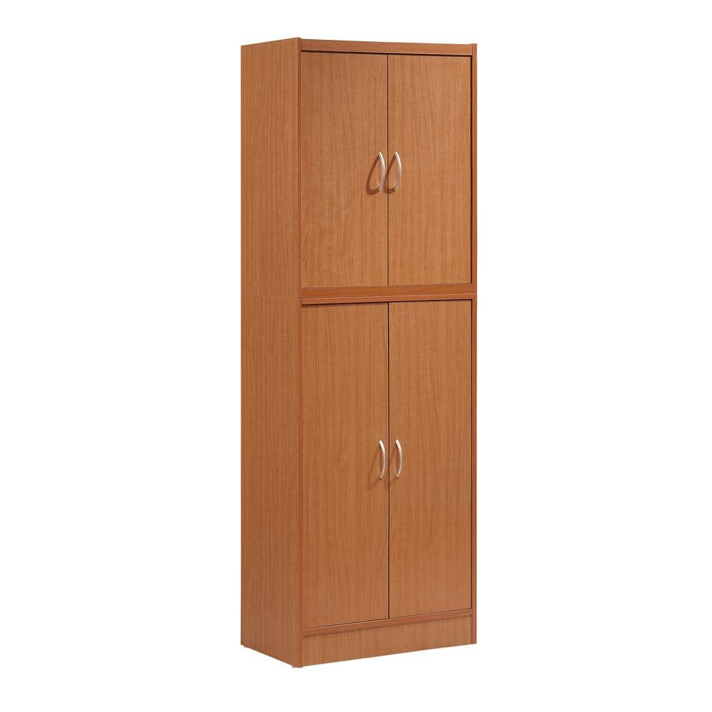 Hodedah Dining Room Storage 4 Door Kitchen Pantry China Cabinet, Cherry
