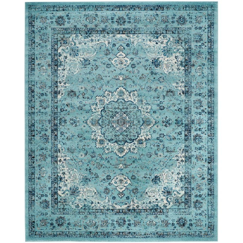 SAFAVIEH Evoke Teale Traditional Bordered Area Rug, Light Blue, 9' x 12'