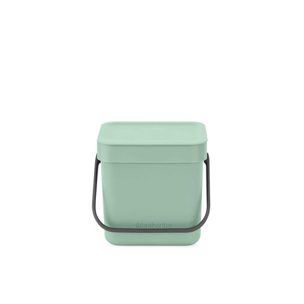 Jade Green Plastic Kitchen Compost Bin with Handle