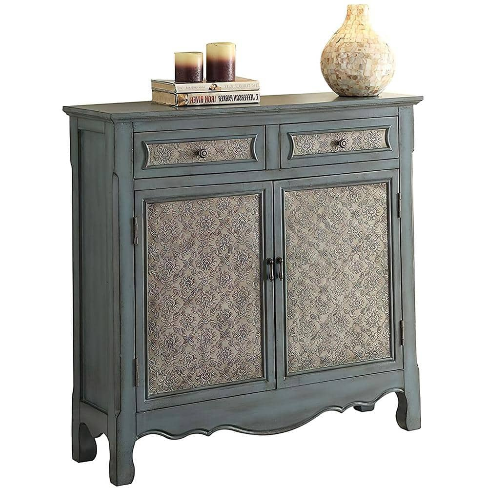 ACME Winchell Rectangular Console Table in Antique Blue