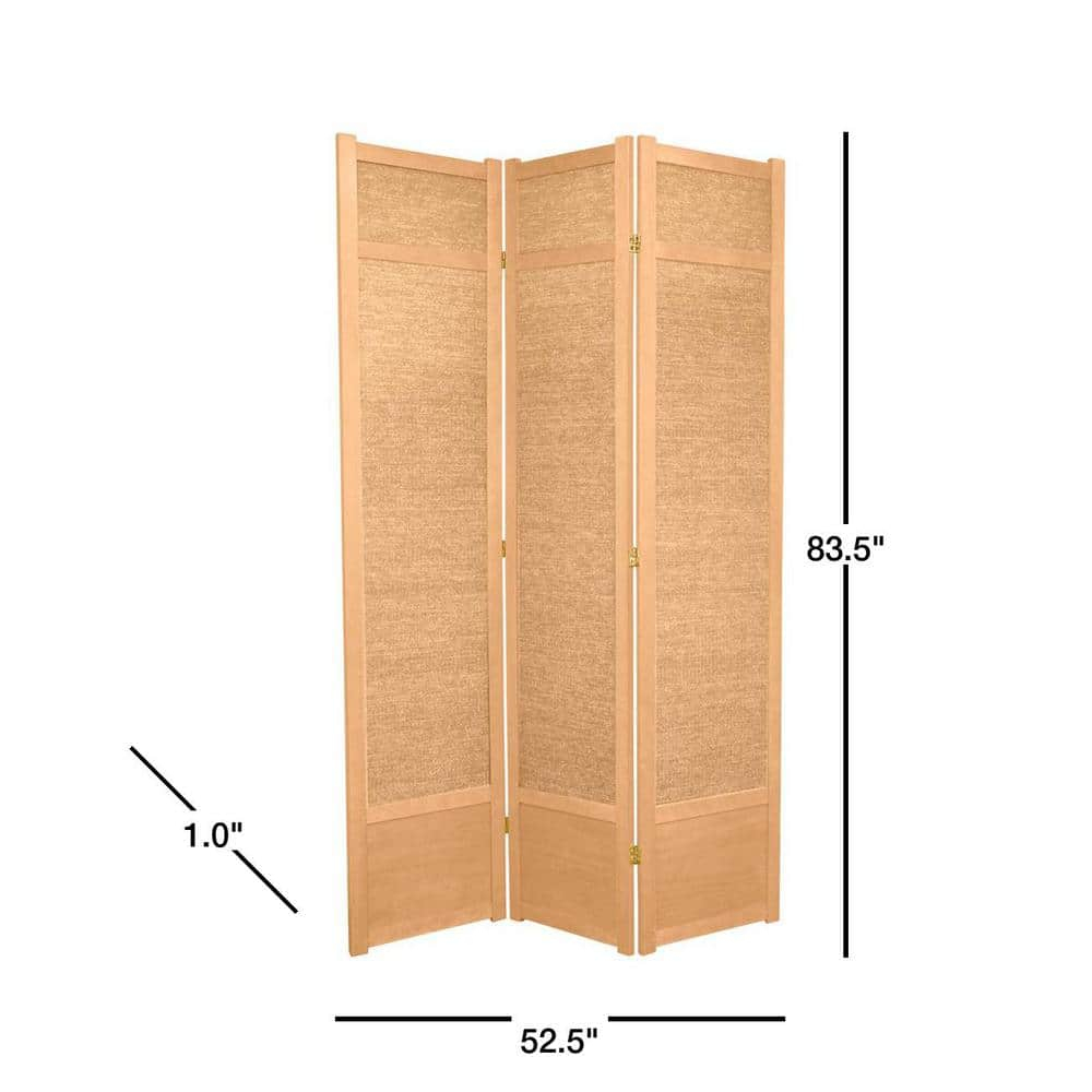 Oriental Furniture 7 Ft Tall Jute Shoji Screen, natural, 3 panel