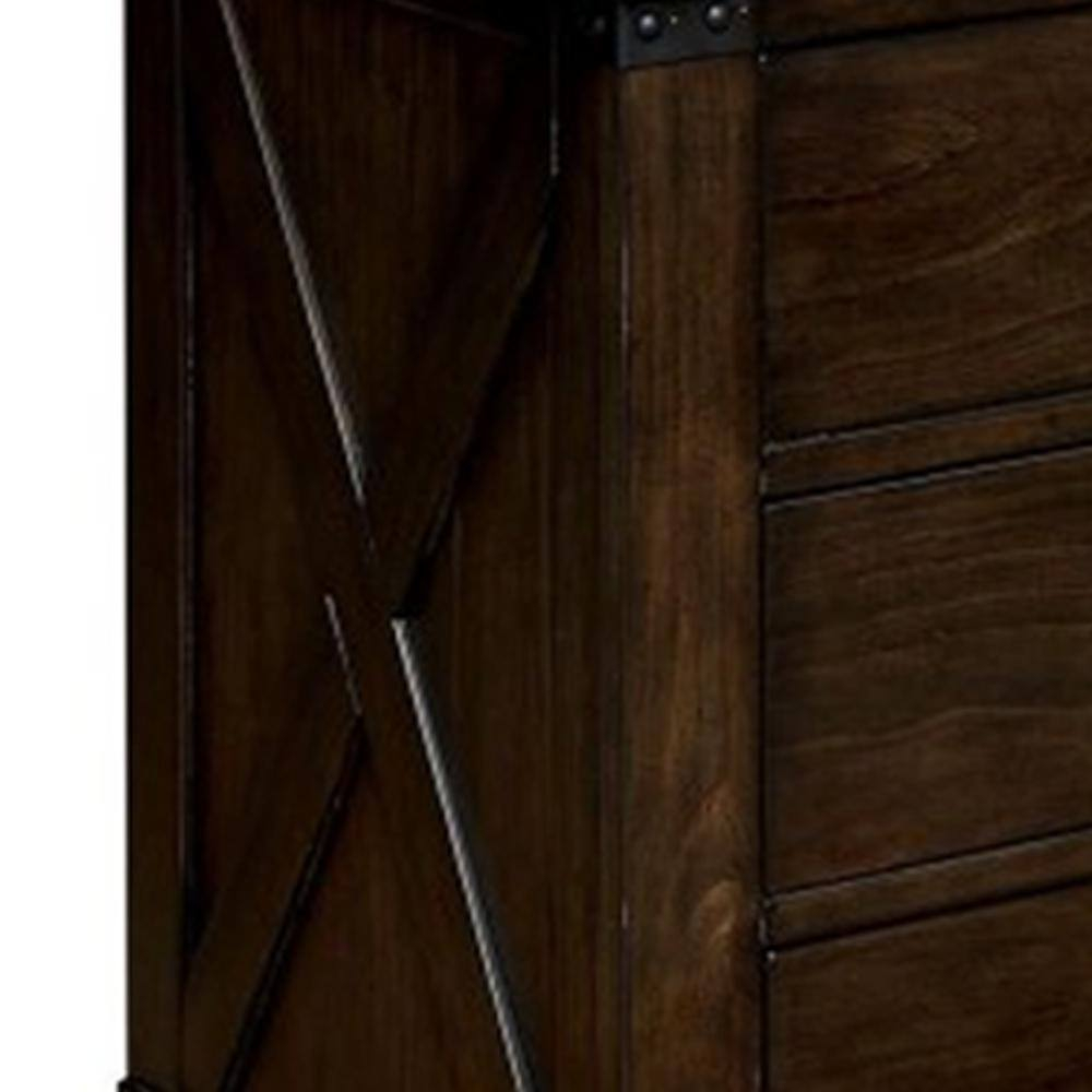 Bianca Dark Walnut 3-Drawer Rustic Nightstand