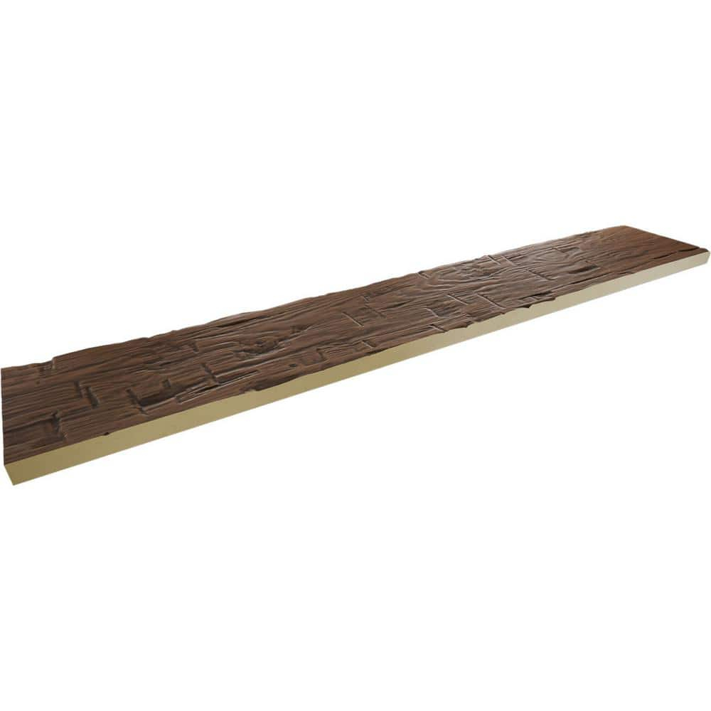 Aged Faux Wood Beam Plank in Dark Brown Finish