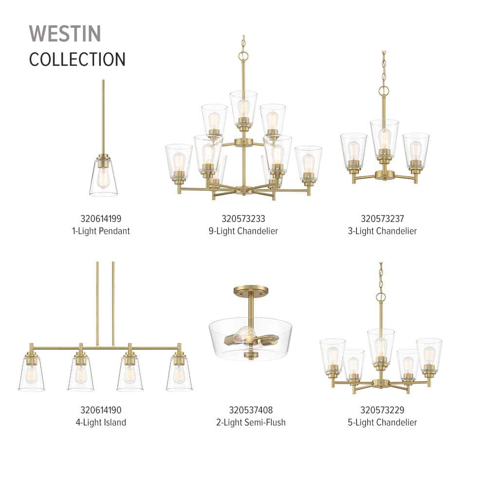Westin 3-Light Modern Chandelier with Clear Glass Shades