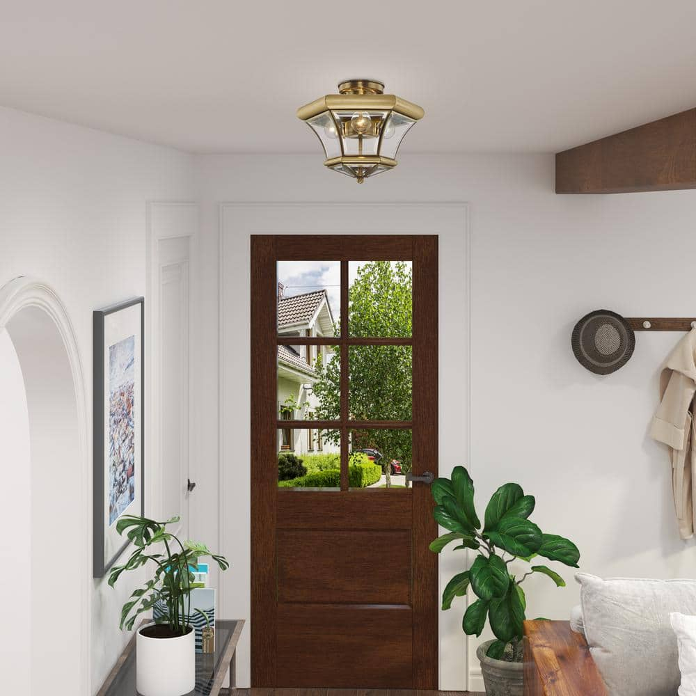 Livex Lighting Monterey 3 - Light Flush Mount in  Antique Brass