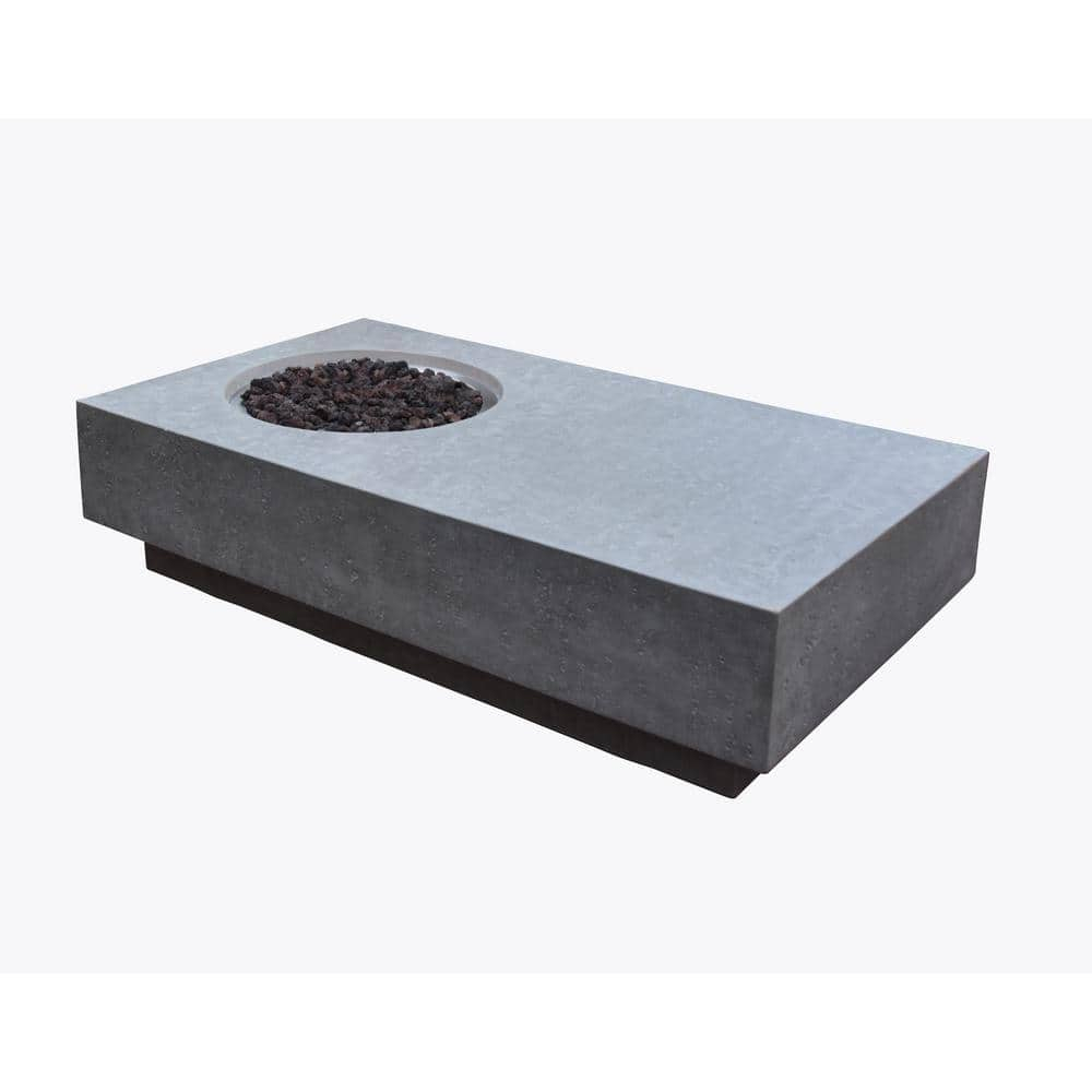 Modernview 56 Inch Rectangular Concrete Natural Gas Fire Pit Table in Light Gray By Lakeview Outdoor Designs