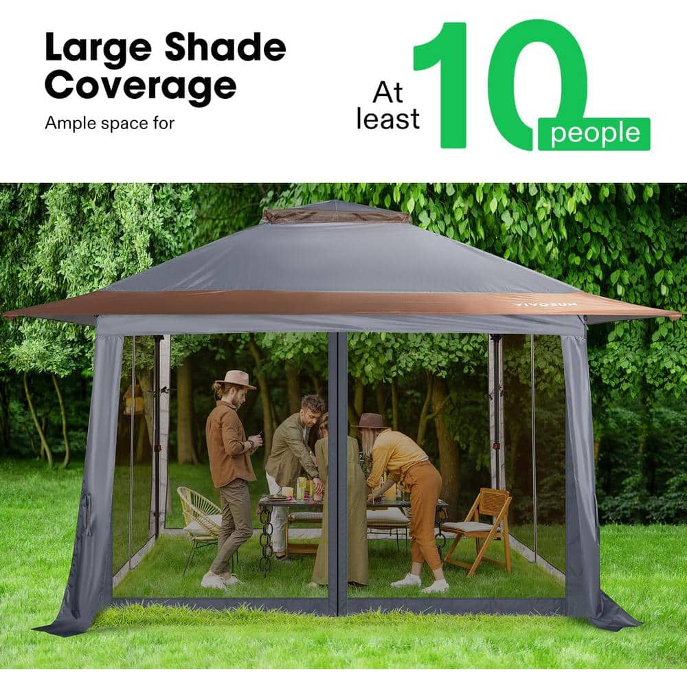 13 ft. x 13 ft. Pop Up Canopy Tent with Mosquito Netting, Center Lock, Storage Bag