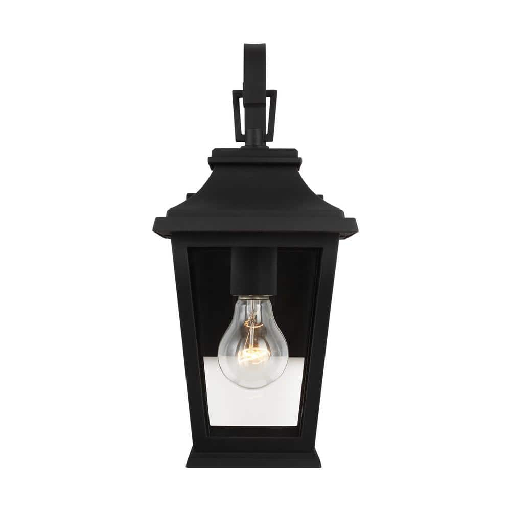 Warren Textured Black Dimmable Lantern Sconce with Clear Panels