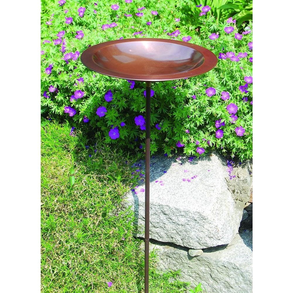 12.75 in. Dia Antique Copper Classic II Birdbath with Stake