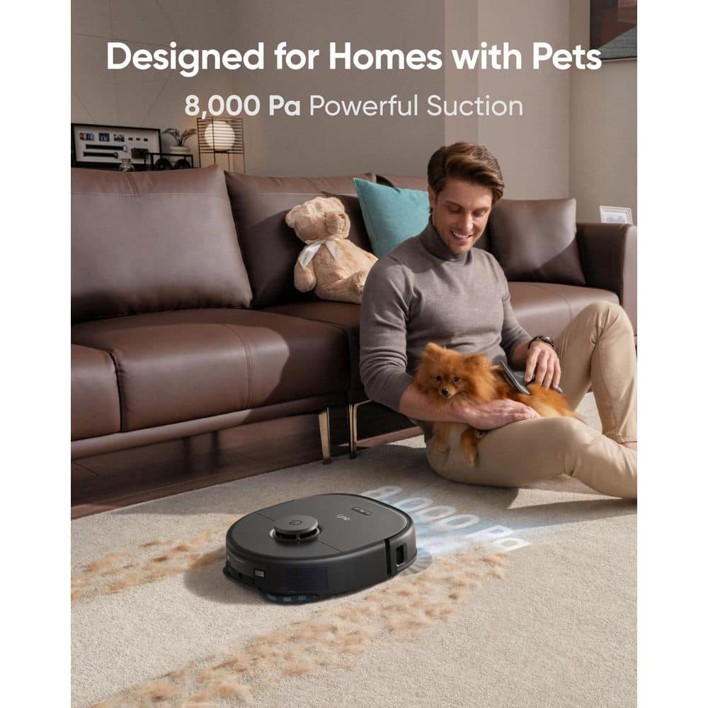 eufy X10 Pro Omni Robot Vacuum and Mop with 8,000 Pa Suction, Dual Mops with 12 mm Auto-Lift and Carpet Detection, AI Obstacle Avoidance, Auto Mop Washing, Auto Drying, Self-Emptying, Self-Refilling