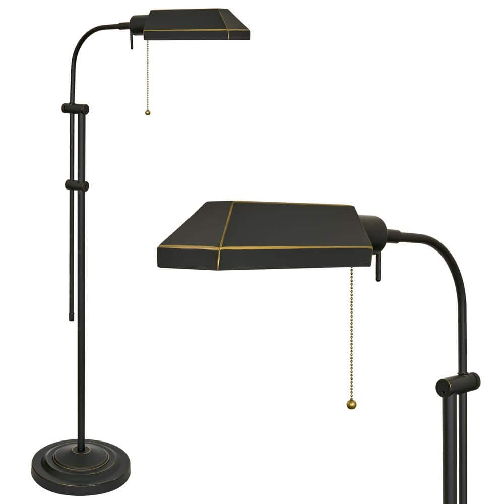 GOURE Prescott 58" Modern Industrial Adjustable Standing Pharmacy Floor Lamp, Dark Bronze Finish, Includes 6W LED Bulb (60W eq.) Energy Efficient, Eco-Friendly, Pivot Head for Hobby/Precise Task