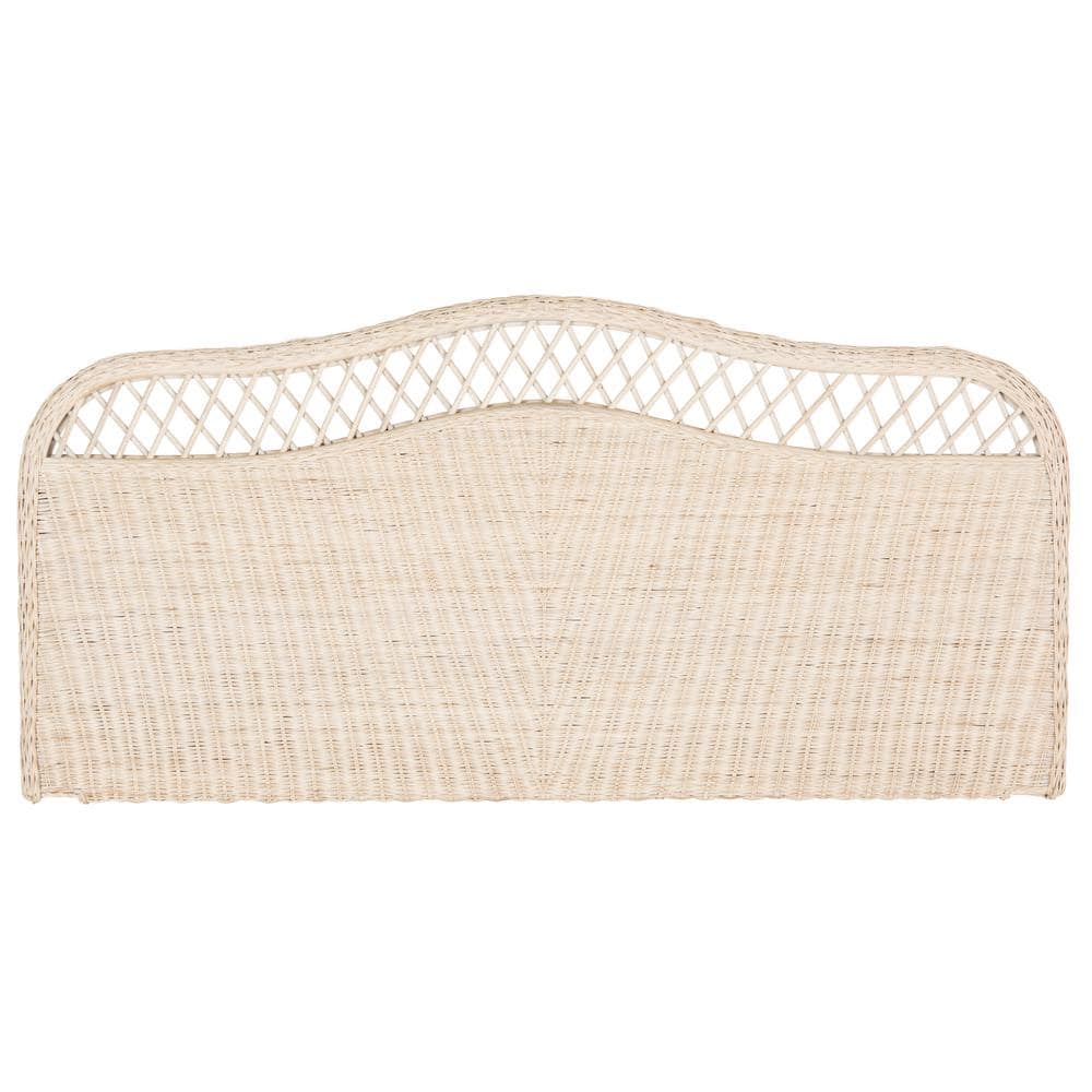 SAFAVIEH Sephina Rustic Coastal Rattan Headboard, Queen, White Washed